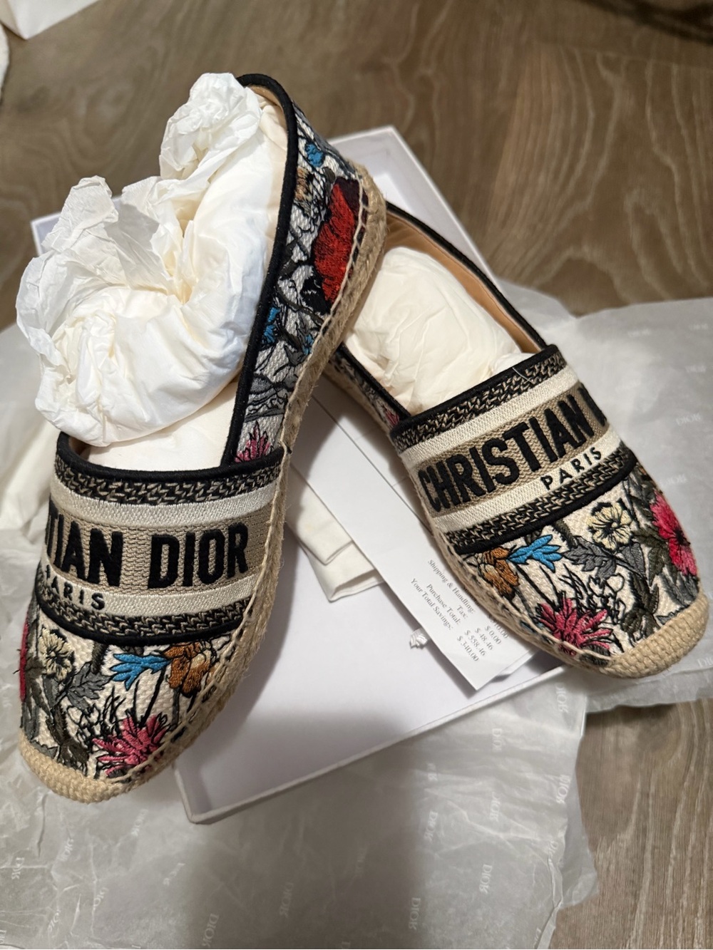 Dior Embroidered Floral Canvas Espadrilles in Beige with Multicolor Accents